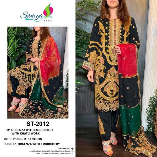 Saniya St 2012 Hit Colour Organza Designer Pakistani Suit Collection